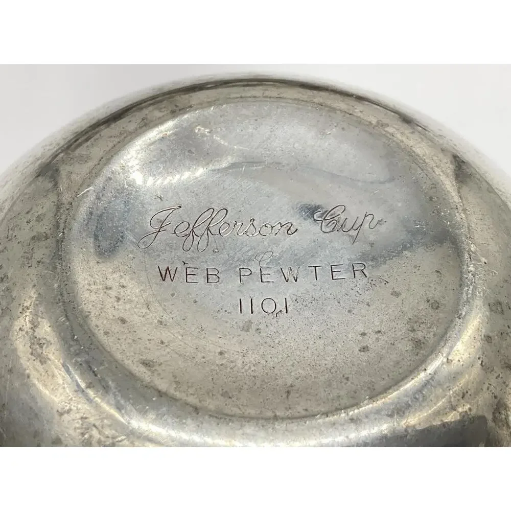 Vintage MCM Mid Century Set of 8 Pewter Jefferson Cups & Tray Web Pewter 1101